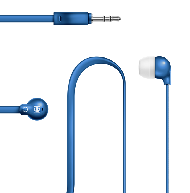 5221 tangle free ear phones metallic blue lexingham